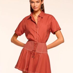 Ramy Brook Georgia Cotton Poplin Short Sleeve Mini
Dress NWT